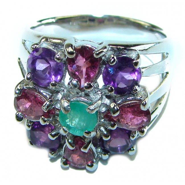 Enchanted Garden Emerald .925 Sterling Silver handcrafted Ring size 9