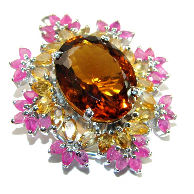 Vintage Treasure authentic Golden Topaz .925 Sterling Silver handcrafted pendant - brooch