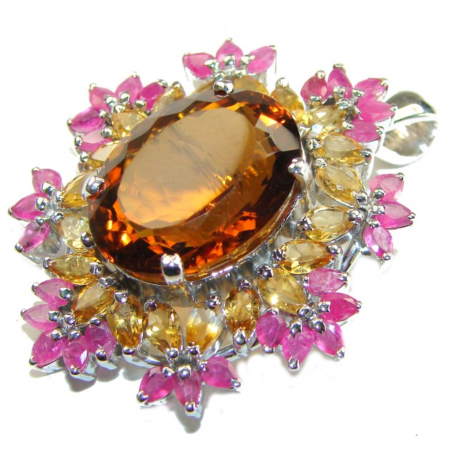 Vintage Treasure authentic Golden Topaz .925 Sterling Silver handcrafted pendant - brooch