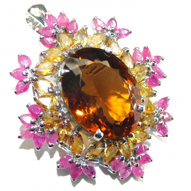 Vintage Treasure authentic Golden Topaz .925 Sterling Silver handcrafted pendant - brooch