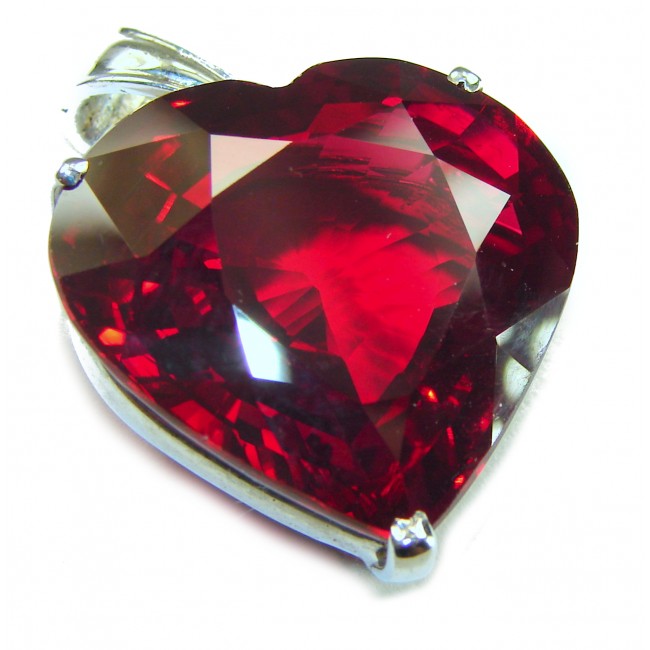 My Passionate Heart 37.5 carat Red Topaz .925 Sterling Silver handmade Pendant