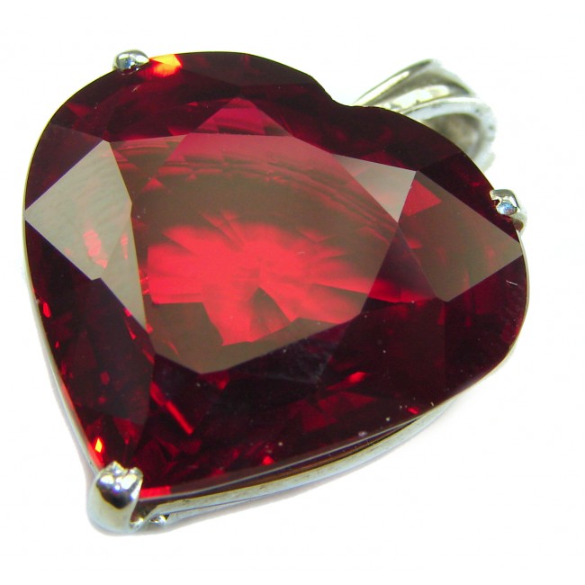 My Passionate Heart 37.5 carat Red Topaz .925 Sterling Silver handmade Pendant