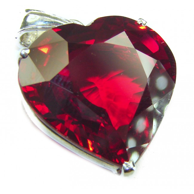 My Passionate Heart 37.5 carat Red Topaz .925 Sterling Silver handmade Pendant