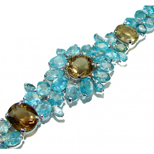 Bella Mia authentic Champagne Topaz .925 Sterling Silver handcrafted Statement Bracelet