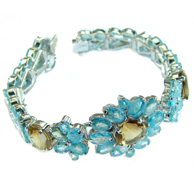 Bella Mia authentic Champagne Topaz .925 Sterling Silver handcrafted Statement Bracelet