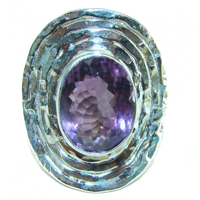 Purple Amethyst .925 Sterling Silver Handcrafted Ring size 8