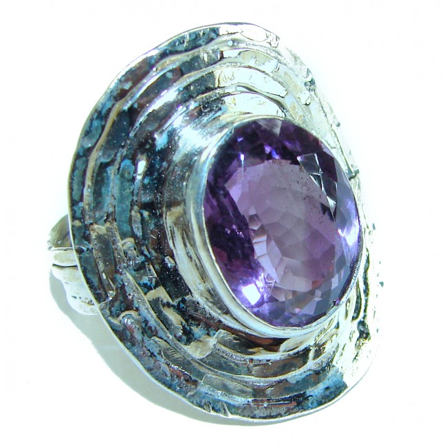 Purple Amethyst .925 Sterling Silver Handcrafted Ring size 8