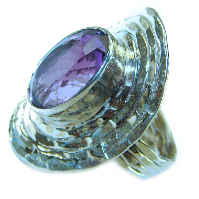 Purple Amethyst .925 Sterling Silver Handcrafted Ring size 8