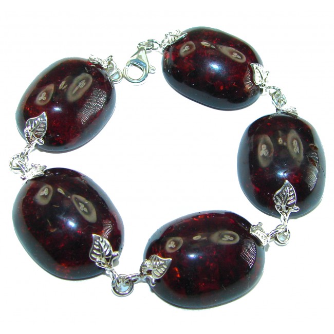 Cognac Color Beautiful Amber .925 Sterling Silver handcrafted Bracelet