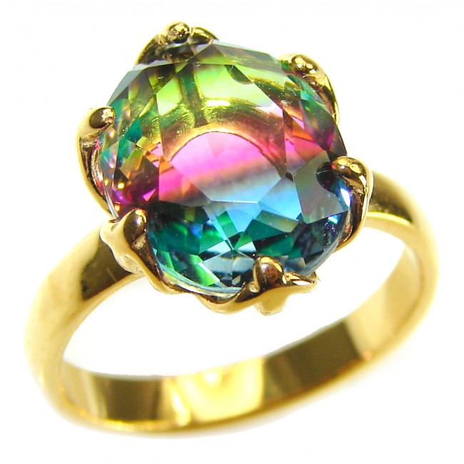 Brazilian Tourmaline 14K Gold over .925 Sterling Silver Perfectly handcrafted Ring s. 6