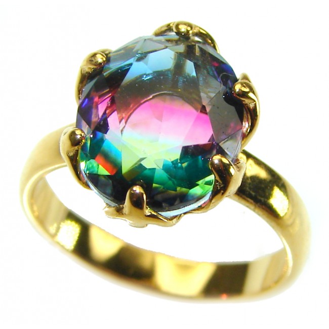 Brazilian Tourmaline 14K Gold over .925 Sterling Silver Perfectly handcrafted Ring s. 6