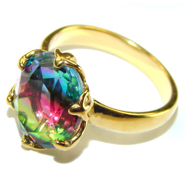 Brazilian Tourmaline 14K Gold over .925 Sterling Silver Perfectly handcrafted Ring s. 6