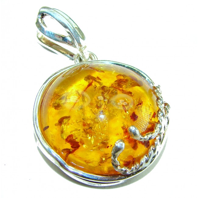 Vintage Beauty authentic Baltic Amber .925 Sterling Silver handcrafted pendant