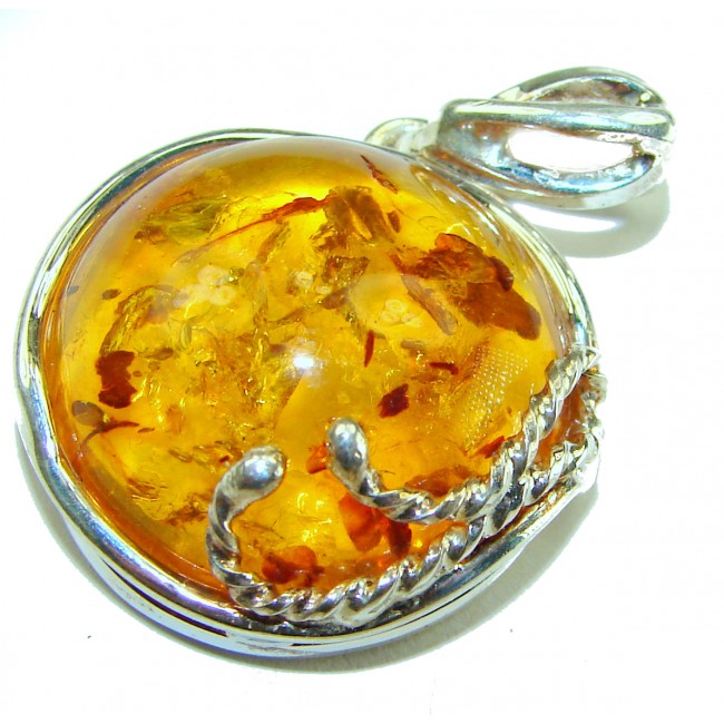 Vintage Beauty authentic Baltic Amber .925 Sterling Silver handcrafted pendant