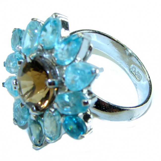 Giovanna Champagne Smoky Topaz .925 Sterling Silver Ring size 8 3/4