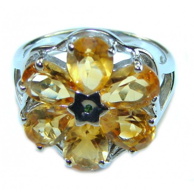 Authentic Citrine .925 Sterling Silver handmade Cocktail Ring s. 6 3/4