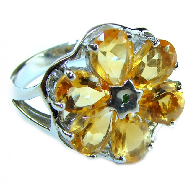 Authentic Citrine .925 Sterling Silver handmade Cocktail Ring s. 6 3/4