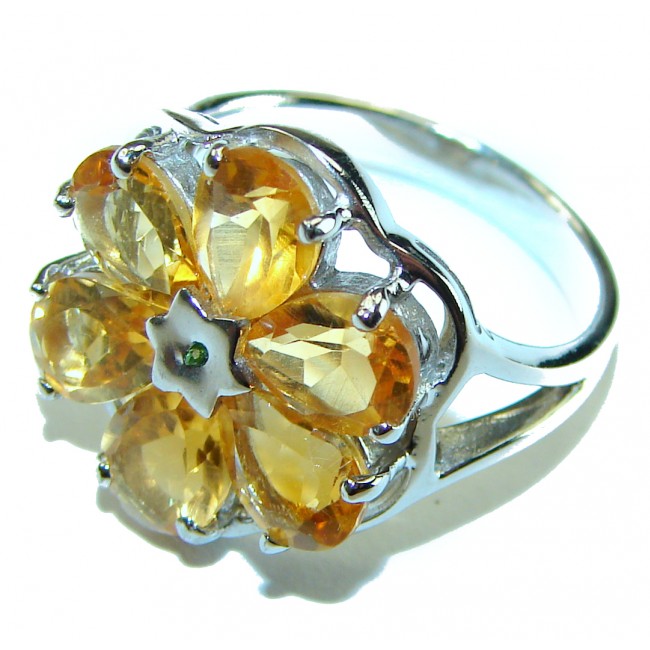 Authentic Citrine .925 Sterling Silver handmade Cocktail Ring s. 6 3/4