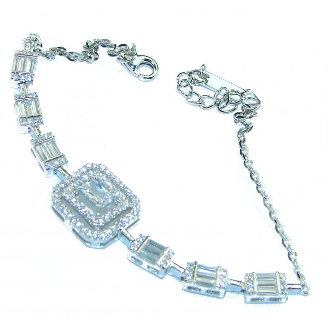 Luxurious Genuine White Topaz .925 Sterling Silver Bracelet