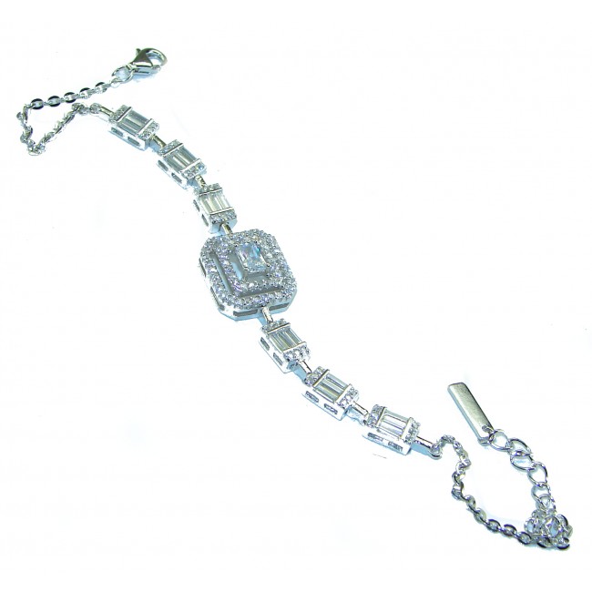 Luxurious Genuine White Topaz .925 Sterling Silver Bracelet