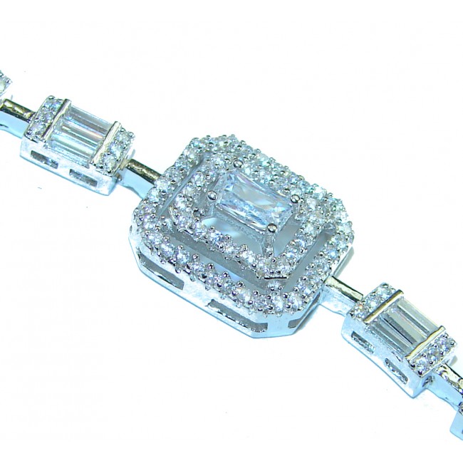 Luxurious Genuine White Topaz .925 Sterling Silver Bracelet