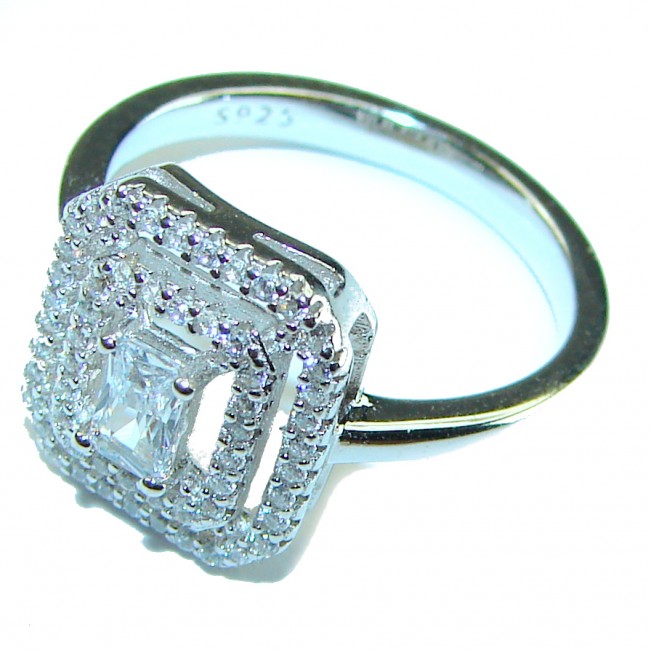 9.5 carat White Topaz .925 Sterling Silver handcrafted ring size 7 1/4