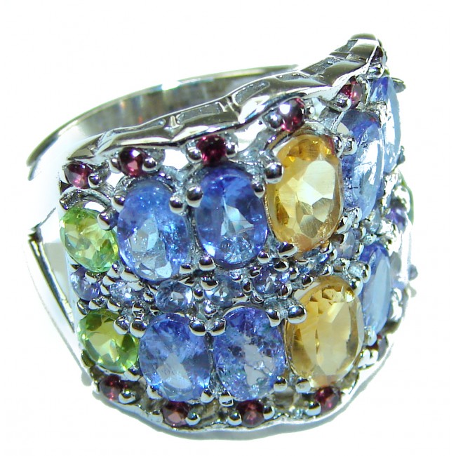 Stunning Citrine Tanzanite .925 Sterling Silver handcrafted ring size 9