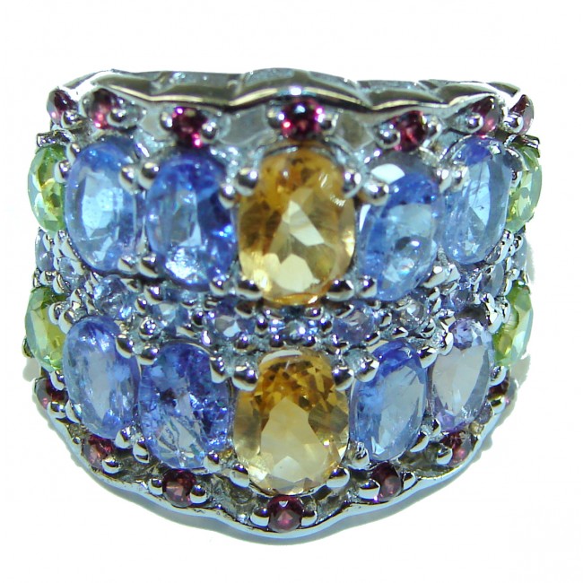 Stunning Citrine Tanzanite .925 Sterling Silver handcrafted ring size 9