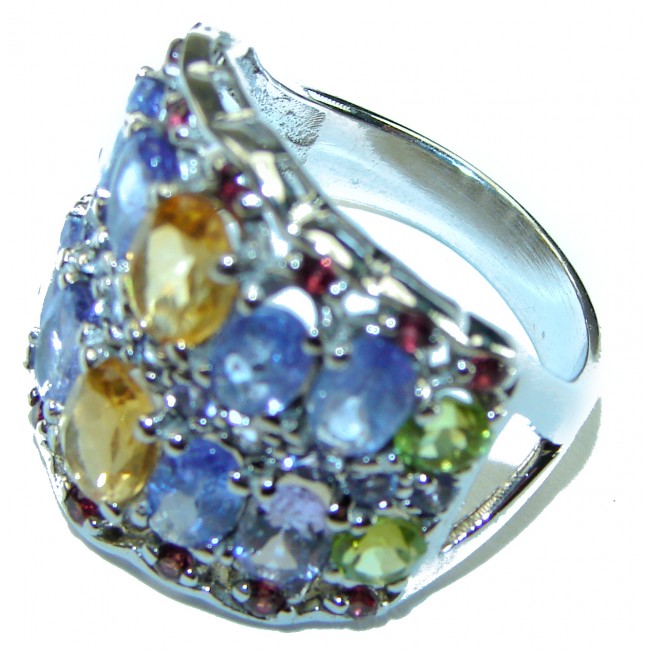 Stunning Citrine Tanzanite .925 Sterling Silver handcrafted ring size 9