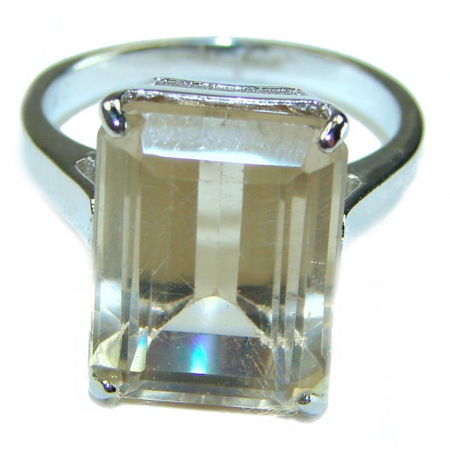 Authentic Citrine .925 Sterling Silver handmade Cocktail Ring s. 8 3/4