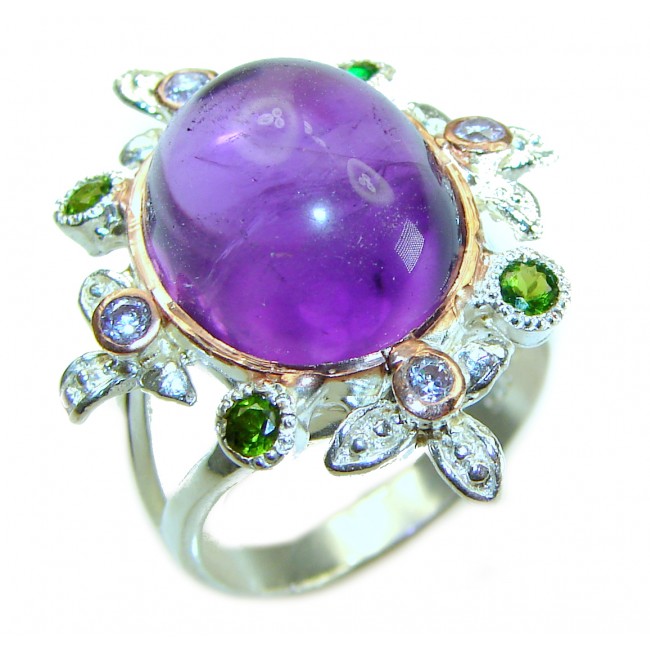 Purple Amethyst .925 Sterling Silver Handcrafted Large Ring size 8 1/4