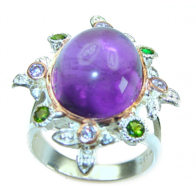 Purple Amethyst .925 Sterling Silver Handcrafted Large Ring size 8 1/4