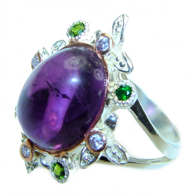 Purple Amethyst .925 Sterling Silver Handcrafted Large Ring size 8 1/4