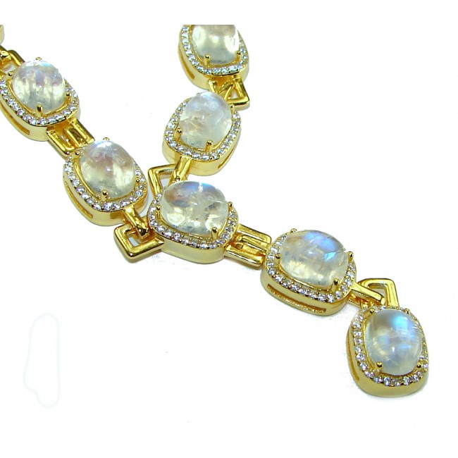 Cascade of lights Genuine Fire Moonstone 14K Gold over .925 Sterling Silver handcrafted necklace