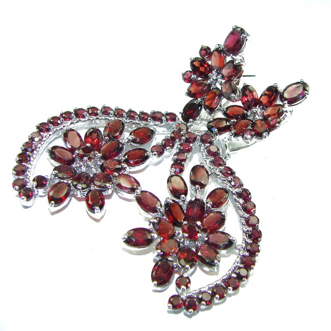 Carmen authentic Garnet .925 Sterling Silver handcrafted Long earrings