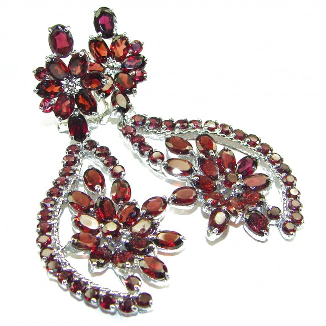 Carmen authentic Garnet .925 Sterling Silver handcrafted Long earrings