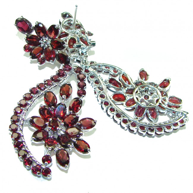 Carmen authentic Garnet .925 Sterling Silver handcrafted Long earrings