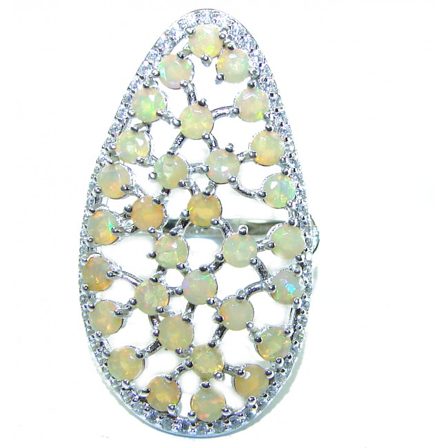 Golden Galaxy Genuine Ethiopian Opal .925 Sterling Silver handmade Ring size 8 3/4