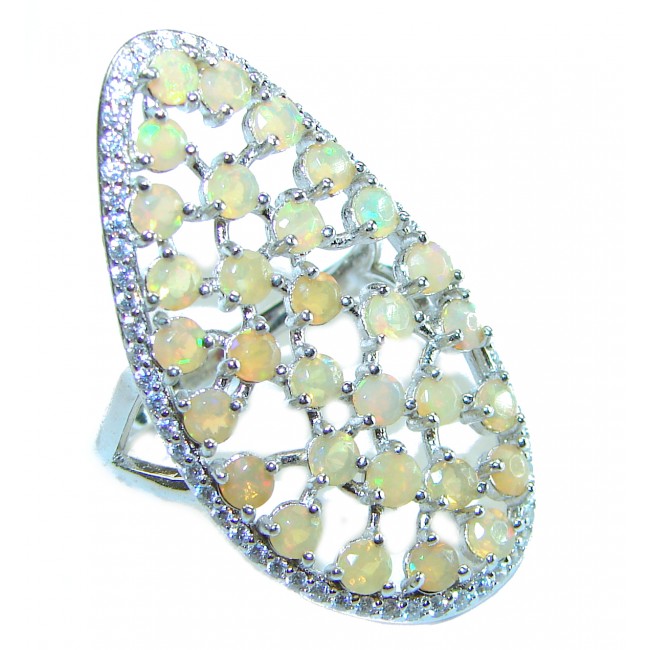 Golden Galaxy Genuine Ethiopian Opal .925 Sterling Silver handmade Ring size 8 3/4