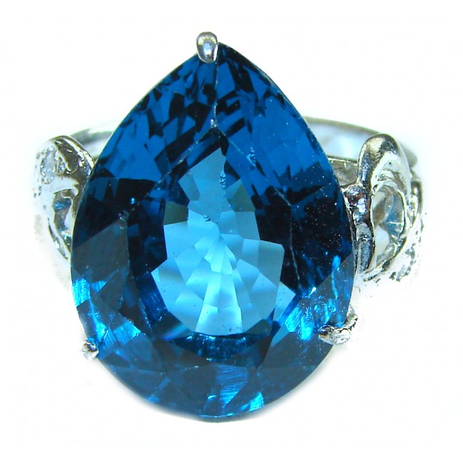 25.8 carat London Blue Topaz .925 Sterling Silver handcrafted Ring size 8 1/4