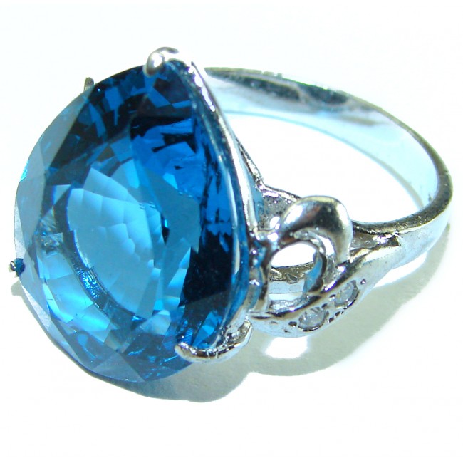 25.8 carat London Blue Topaz .925 Sterling Silver handcrafted Ring size 8 1/4