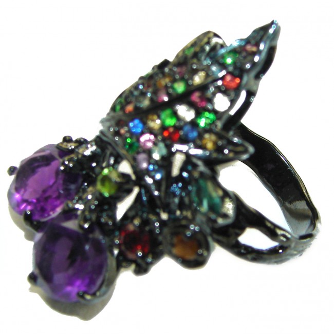 Diffrenet Galaxy Authentic Amethyst black rhodium over .925 Sterling Silver Ring size 8