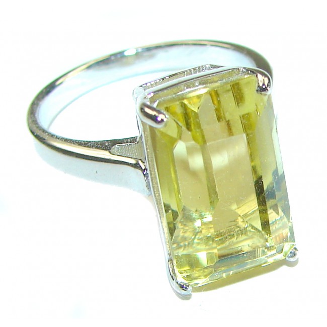 9.8 carat Genuine Lemon Quartz .925 Sterling Silver handcrafted ring size 8