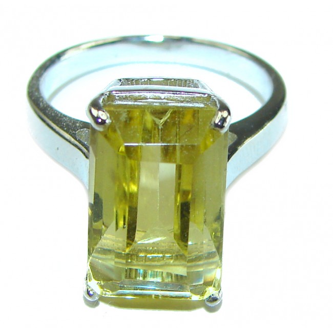 9.8 carat Genuine Lemon Quartz .925 Sterling Silver handcrafted ring size 8