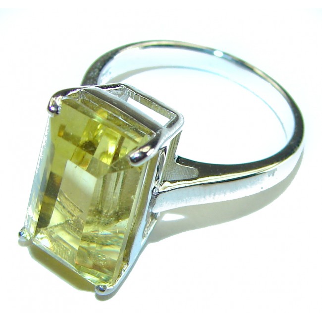 9.8 carat Genuine Lemon Quartz .925 Sterling Silver handcrafted ring size 8