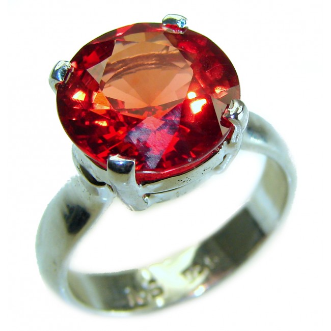 Red Brilliance 8.5 carat Red Topaz .925 Silver handcrafted Cocktail Ring s. 9