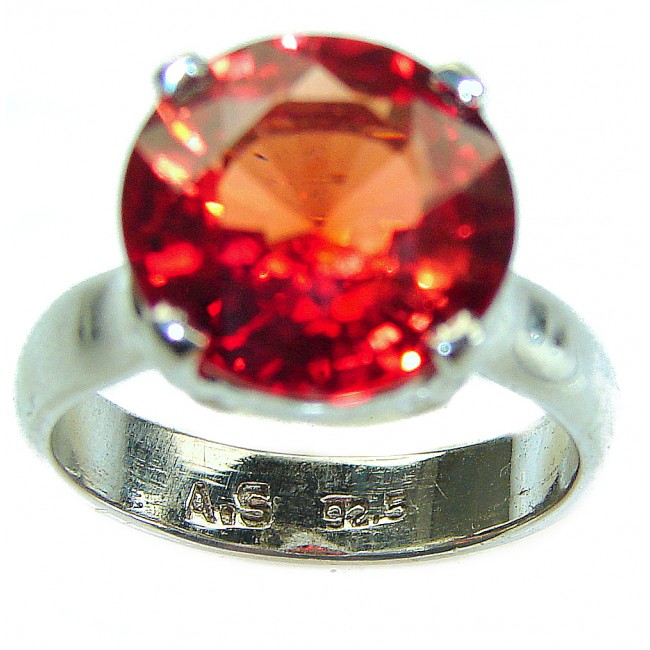 Red Brilliance 8.5 carat Red Topaz .925 Silver handcrafted Cocktail Ring s. 9