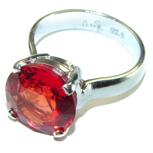 Red Brilliance 8.5 carat Red Topaz .925 Silver handcrafted Cocktail Ring s. 9