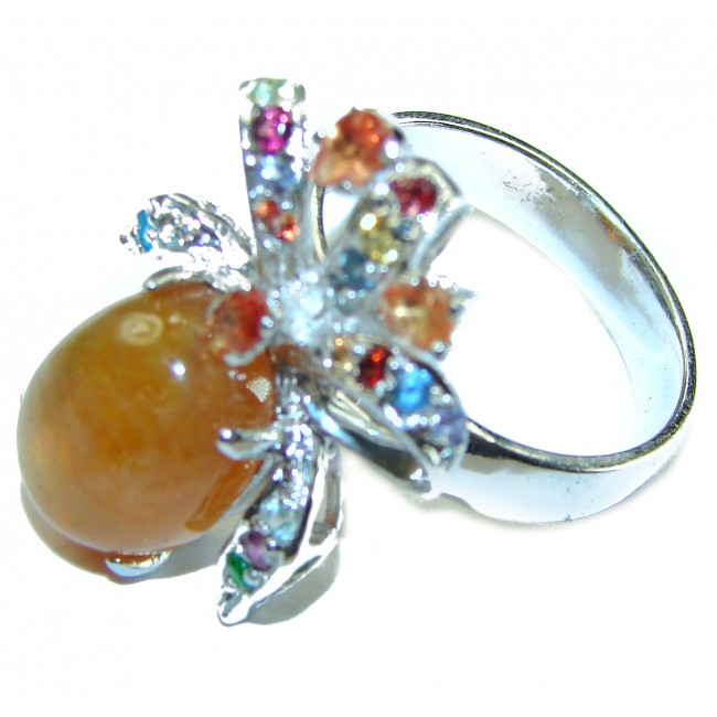 Luxurious Orange Tourmaline .925 Sterling Silver handcrafted Ring size 9