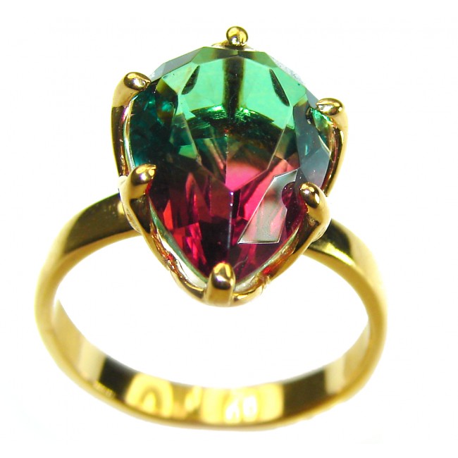 Brazilian Tourmaline 18K Gold over .925 Sterling Silver Perfectly handcrafted Ring s. 6 3/4